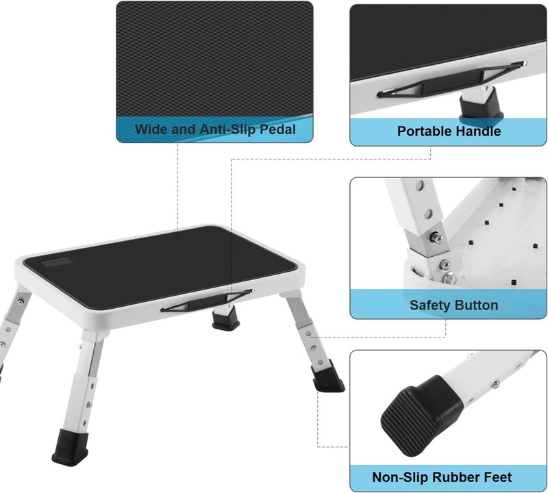 Jocauto Folding Step Stool, Height-Adjustable Step Stool with Non-Slip Platform, Step Ladder for Adults or Kids in Kitchen, Home, 330 Lbs Capacity - Image 4
